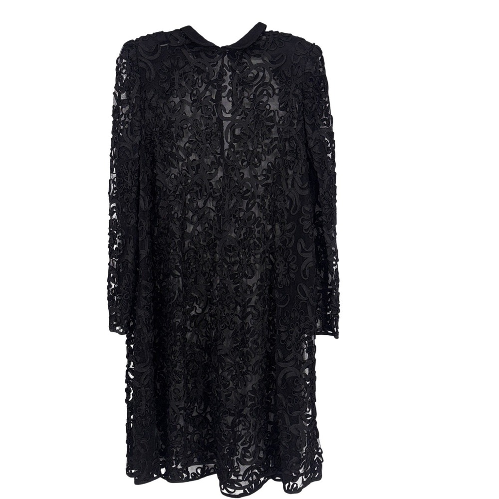VTG Sheer Lace Dress Black High Neck Romantic Gothic Victorian Whimsigoth EUC
